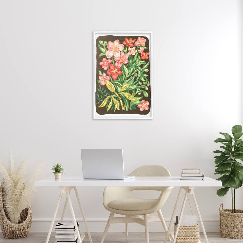 Stupell Garden Flowers on Brown Framed Giclee Art Design By Hannah Moren