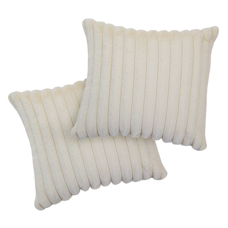 Faux Fur Decorative Throw Pillows for Couch & Bed (Set of 2)