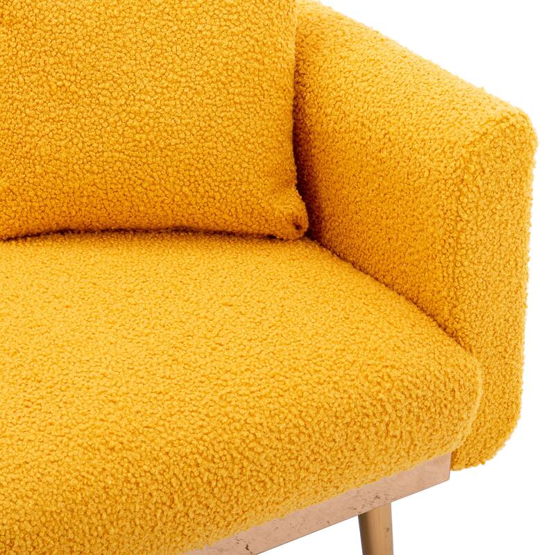 Modern Teddy Upholstered 2-Seater Sofa Bed with 7 Golden Metal Legs