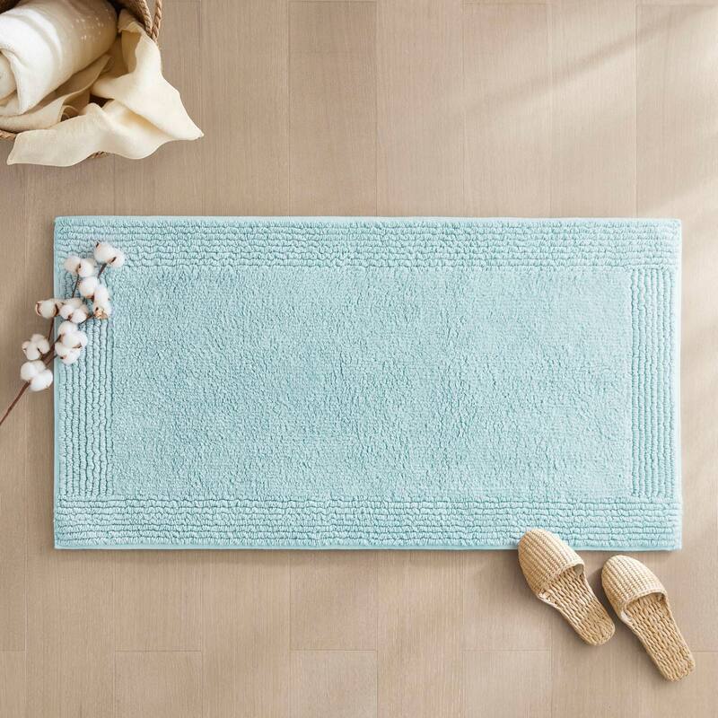 1 PCS 17x24"Tufted 3000 GSM Reversible Bath Rug Blue - 2' x 1'