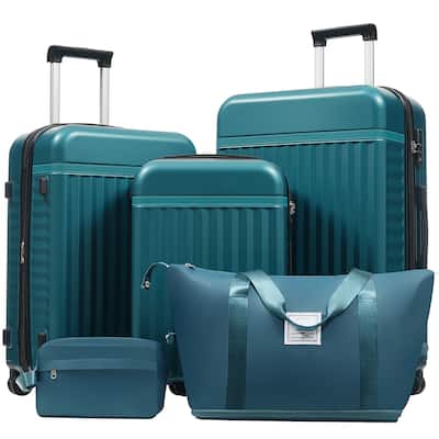 Luggage Set 5 Piece, Hardside Carry on Suitcase , Expandable Luggage with Travel Bags Spinner Wheels TSA Lock