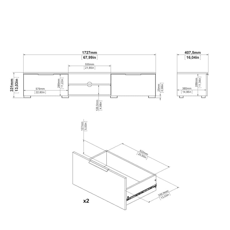 Porch & Den Match 2-Drawer and 2-Shelf TV Stand