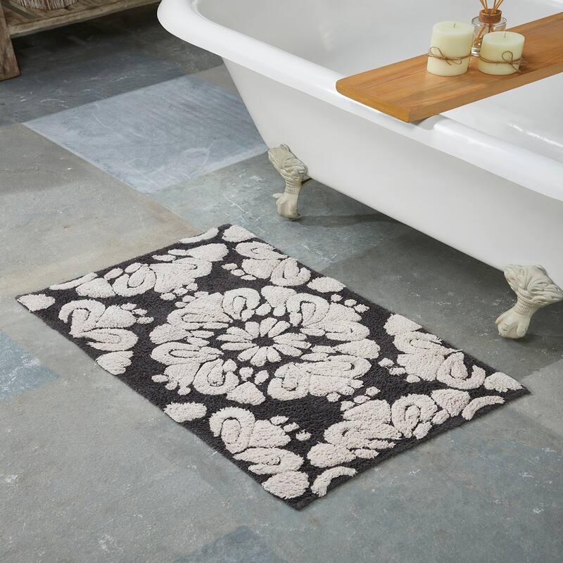 Better Trends Medallion Collection 100% Cotton 4-Pc Set Bathroom Rugs-Soft & Super Absorbent, Non-Skid Latex, Machine Washable
