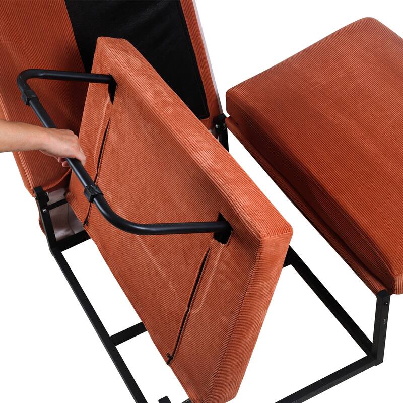 Brown 36.61" 4-in-1 Convertible Corduroy Lounge Chair