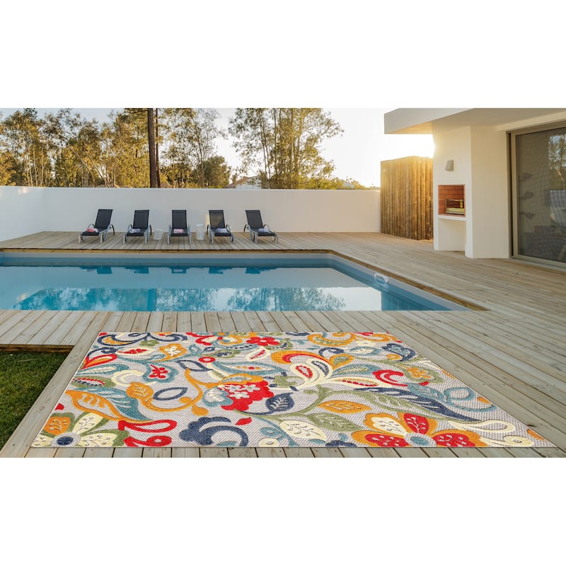 Domani Napa Floral Textured Indoor/ Outdoor Rug