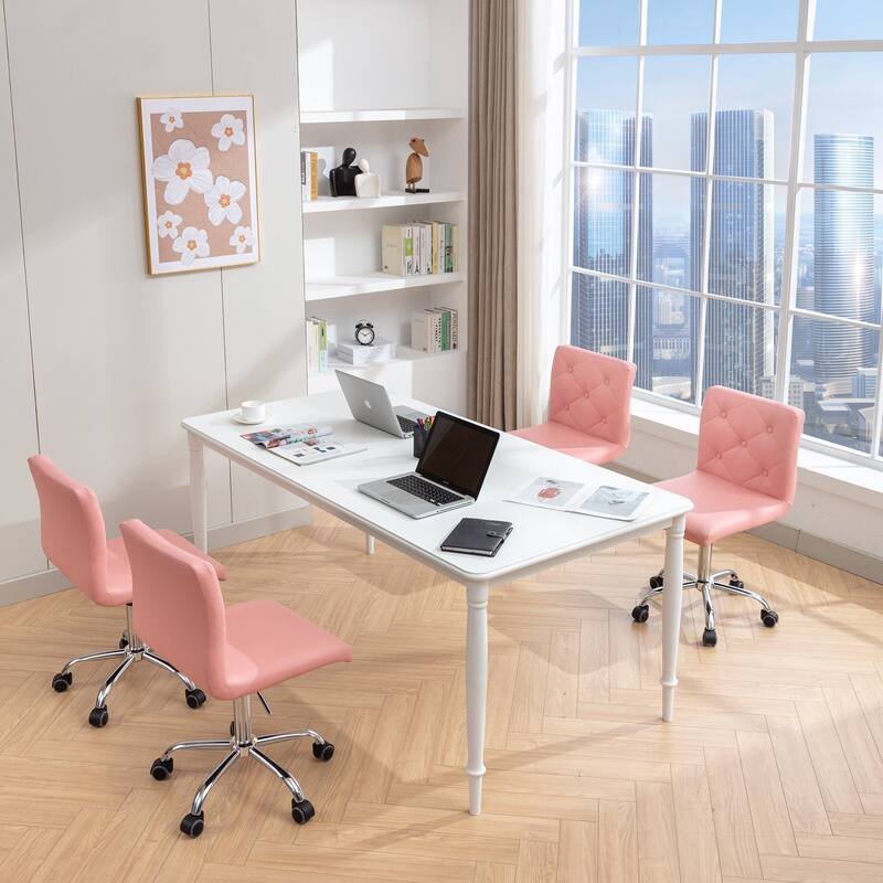 Javlergo Armless Office Desk Chair, PU Leather Mid-Back Adjustable Height 360° Rolling Swivel for Home Office Work