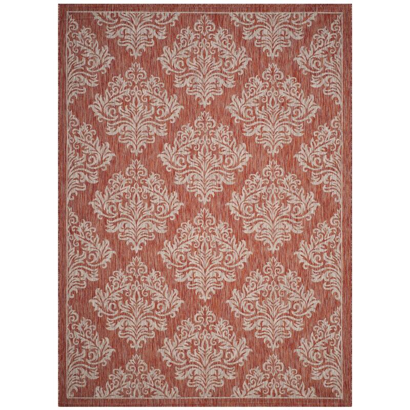 SAFAVIEH Courtyard Sijtske Indoor/ Outdoor Rug - 6'7" x 9'6" - Rust/Grey