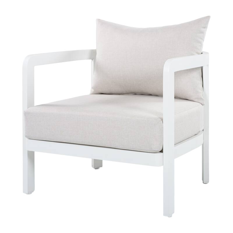 Christopher Knight Home - Modern 27.6" Outdoor Curved Back Patio Club Chair with Aluminum Frame & Water-Resistant Cushions