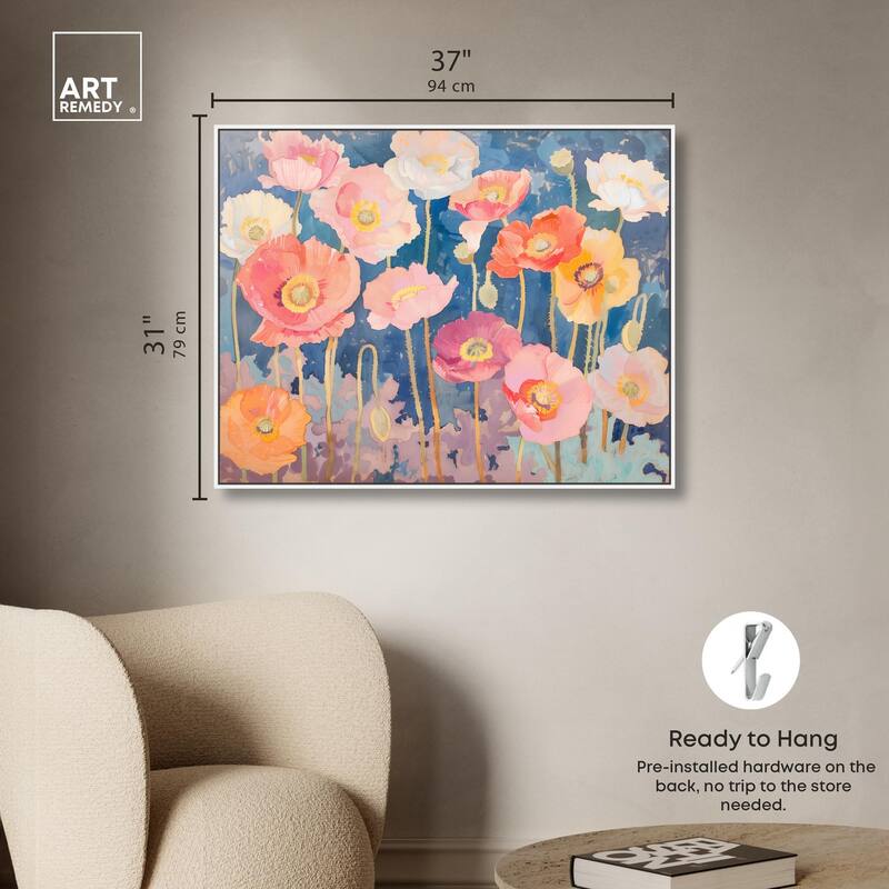 Pastel Poppies Canvas by Art Remedy