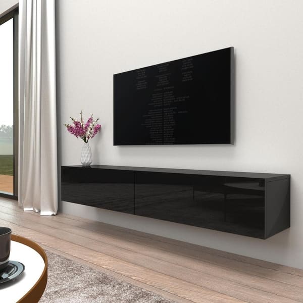 Berno Modern High Gloss Wall Mounted Floating 71 Tv Stand On Sale Overstock 24250820 Tv wall mount bracket lcd led plasma flat slim 32 40 42 46 47 50 52. berno modern high gloss wall mounted