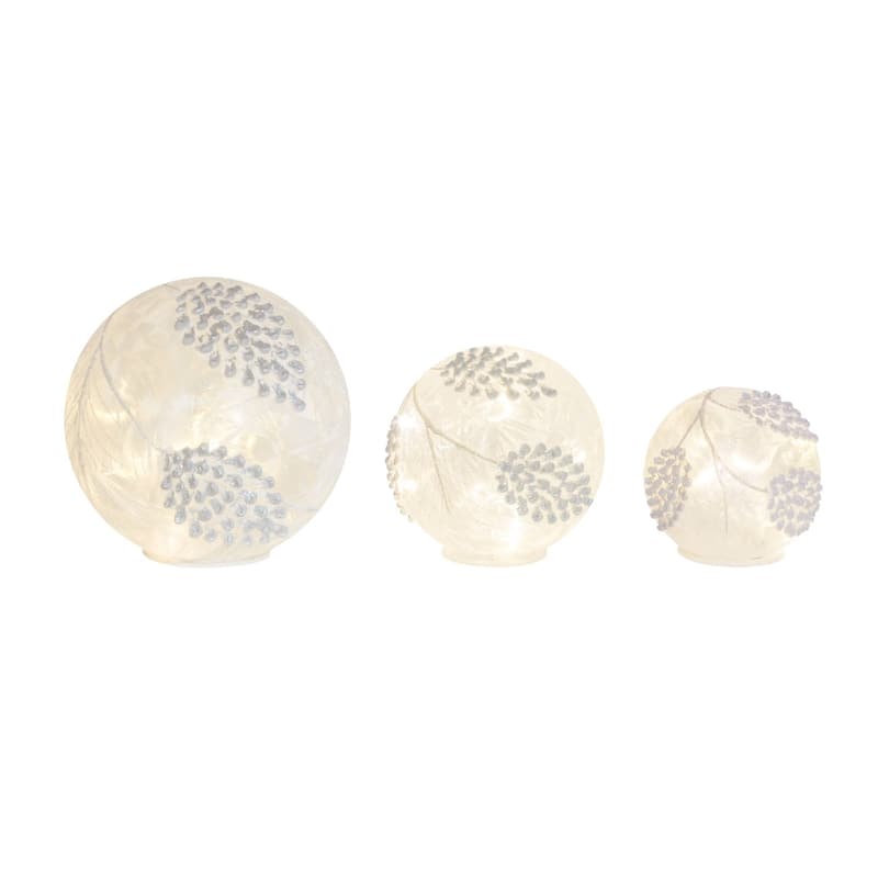 Set of 3 Gold LED Pine Cone Globes with Timer 8”