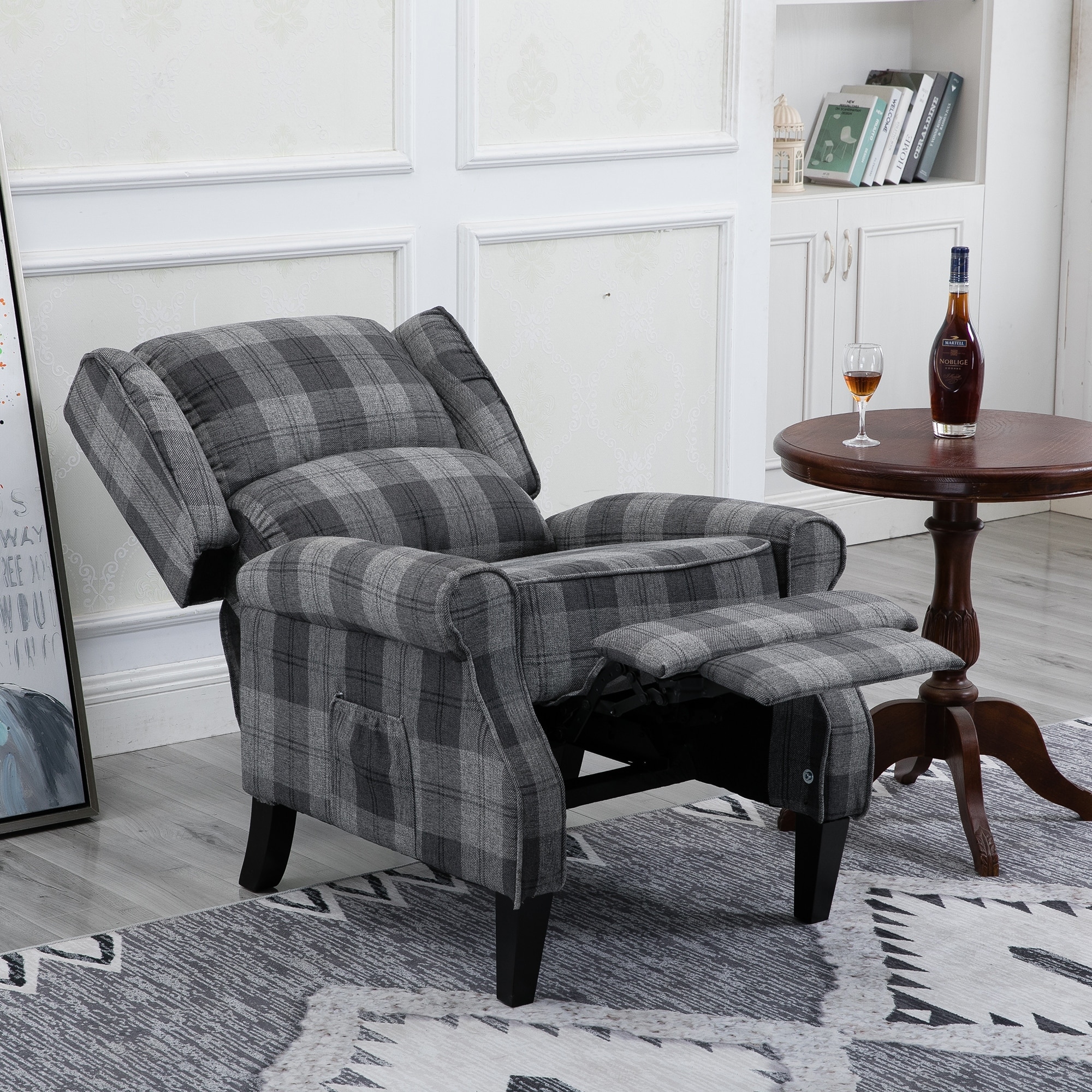 Grey check outlet chair