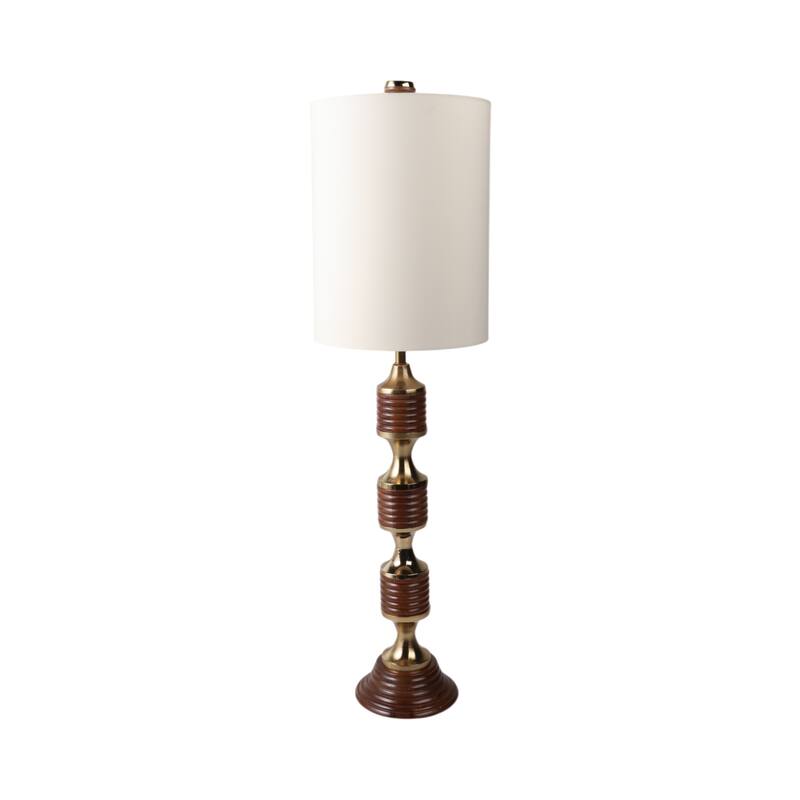 Glass Table Lamp Brass Shade Transitional Lighting - 51" Brown - 14" x 14" x 51"