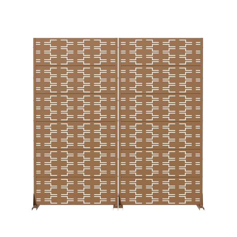Outdoor Privacy Screen Metal Screen Fence Panel Set of 2
