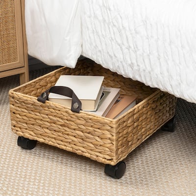 happimess 18.11" Handwoven Storage Bin with Wheels and Handles