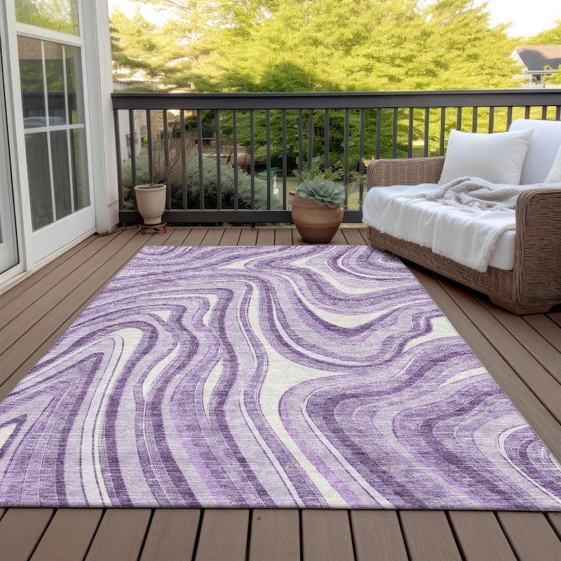 Machine Washable Indoor/ Outdoor Chantille Contemporary Abstract Rug - Lavender - 5' x 7'6"