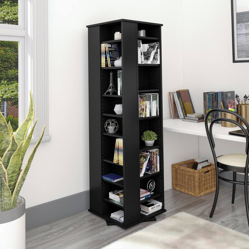 Large 4-sided Spinning Media Tower - Black