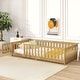 preview thumbnail 3 of 22, Rubber Wood Floor Bed with Fence and Door,Twin Size