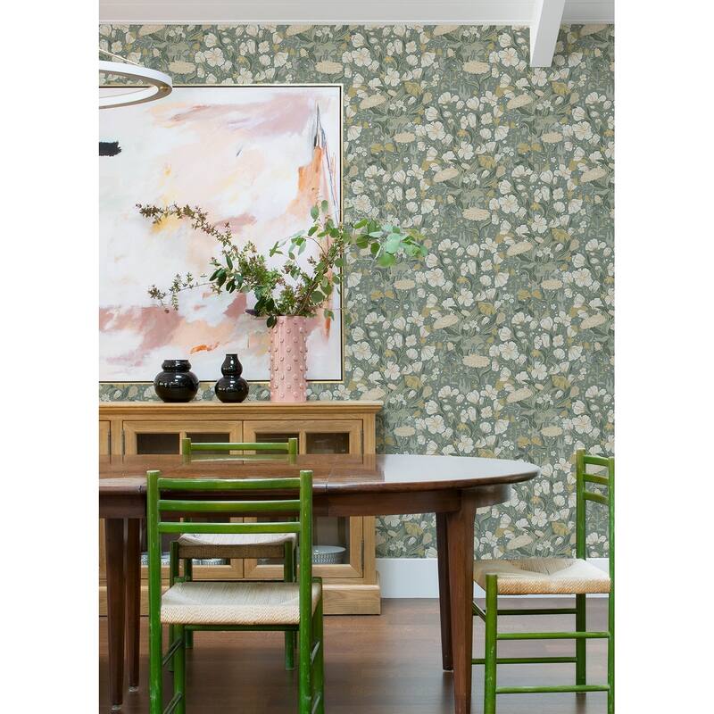 A-Street Prints Hava Moss Meadow Flowers Wallpaper
