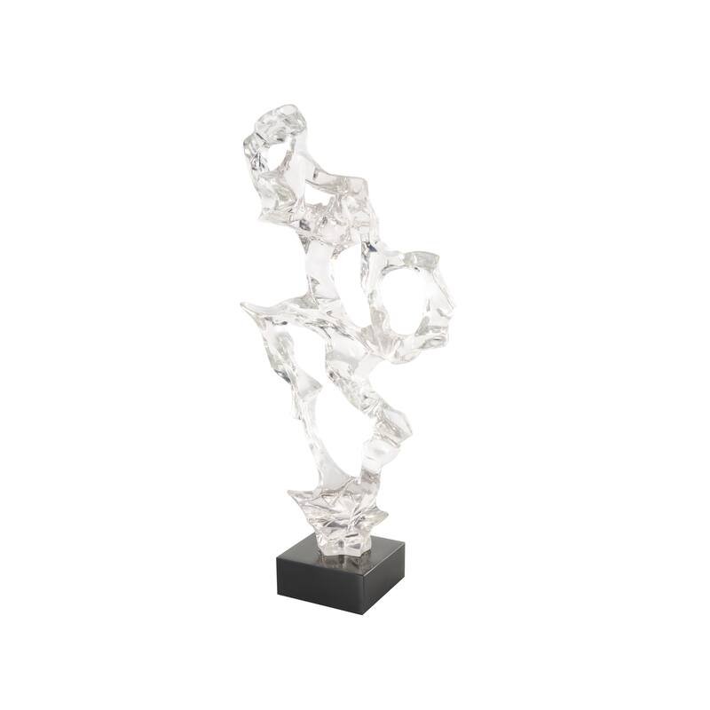 Clear Resin Abstract Decorative Sculpture with Black Square Base