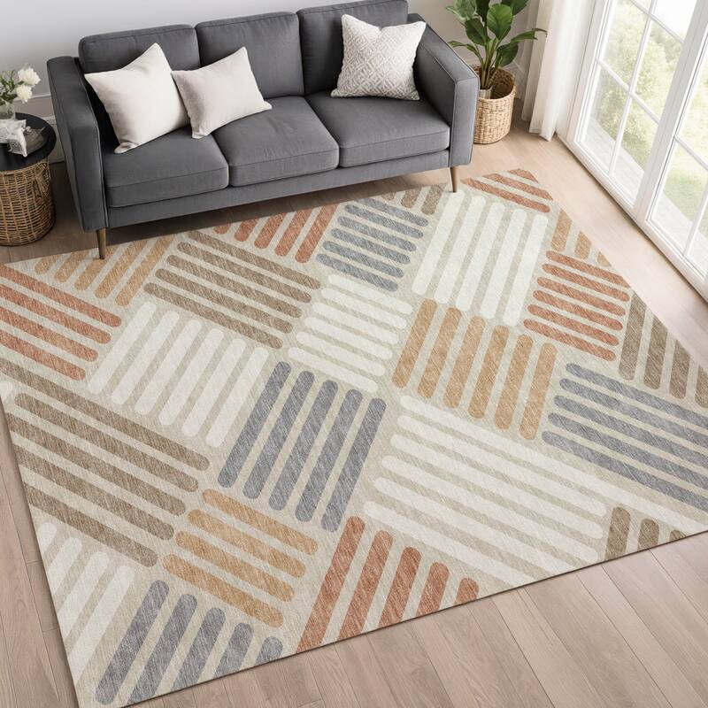 Machine Washable Indoor/ Outdoor Modern Weave Chantille Rug