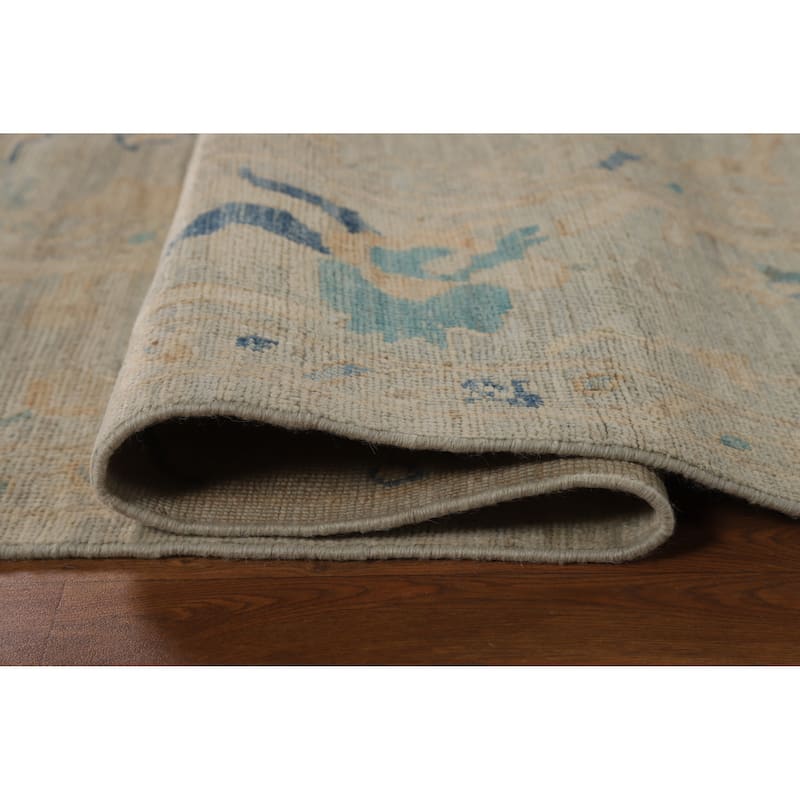 Hand Knotted Oriental 100% Wool Carpet Transitional All-Over Greys & Charcoal Oushak Area Rug - 10' 4'' X 8' 1''