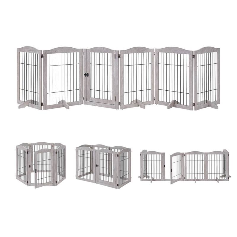 Unipaws Pet Playpen with Wire 6 Panels Freestanding Dog Gate