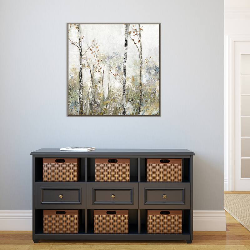 Soft Birch Forest II by Allison Pearce Framed Canvas Wall Art Print - Sylvie Greywash