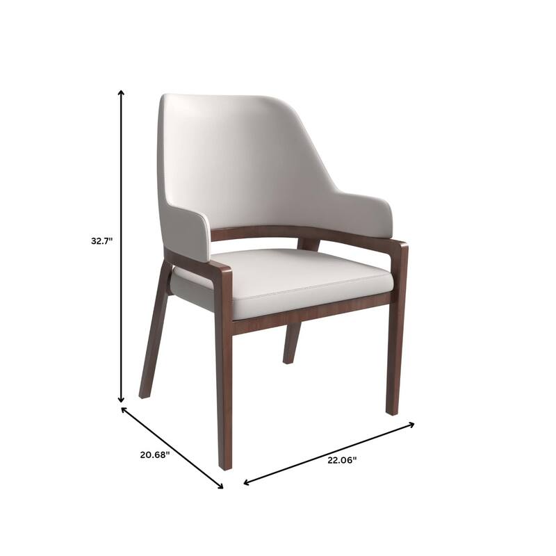 Ethora Leather Dining Chair with Curved Open Back and Rubberwood Legs Set of 2