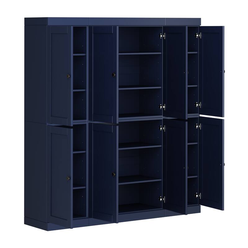 Palace Imports 100% Solid Wood 65" Pantry Cabinet with Shaker Doors and Adjustable Shelves
