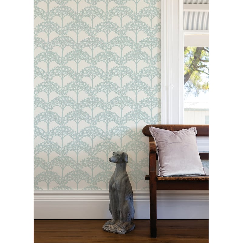 A-Street Prints Dawson Turquoise Magnolia Tree Wallpaper