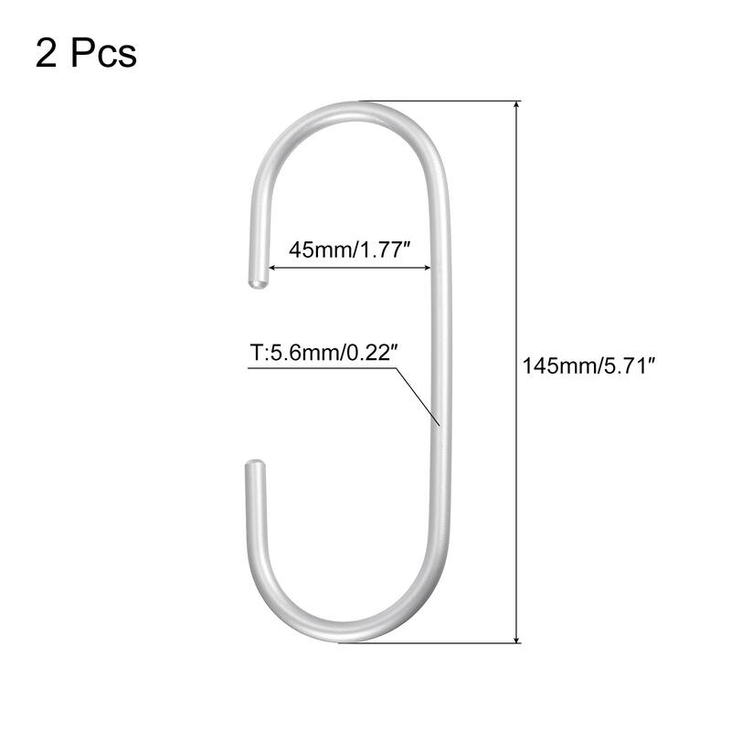 2Pcs C-Shaped Hanger Hook C Hooks for Hanging Clothes Towel Scarf - Silver