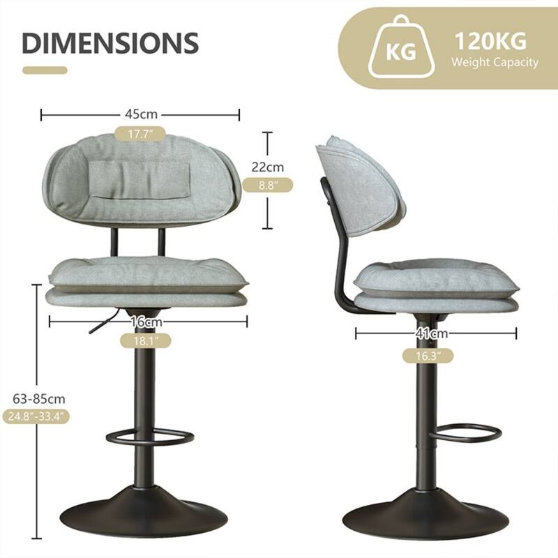 Set of 2 Swivel Bar Stools Adjustable Counter Height
