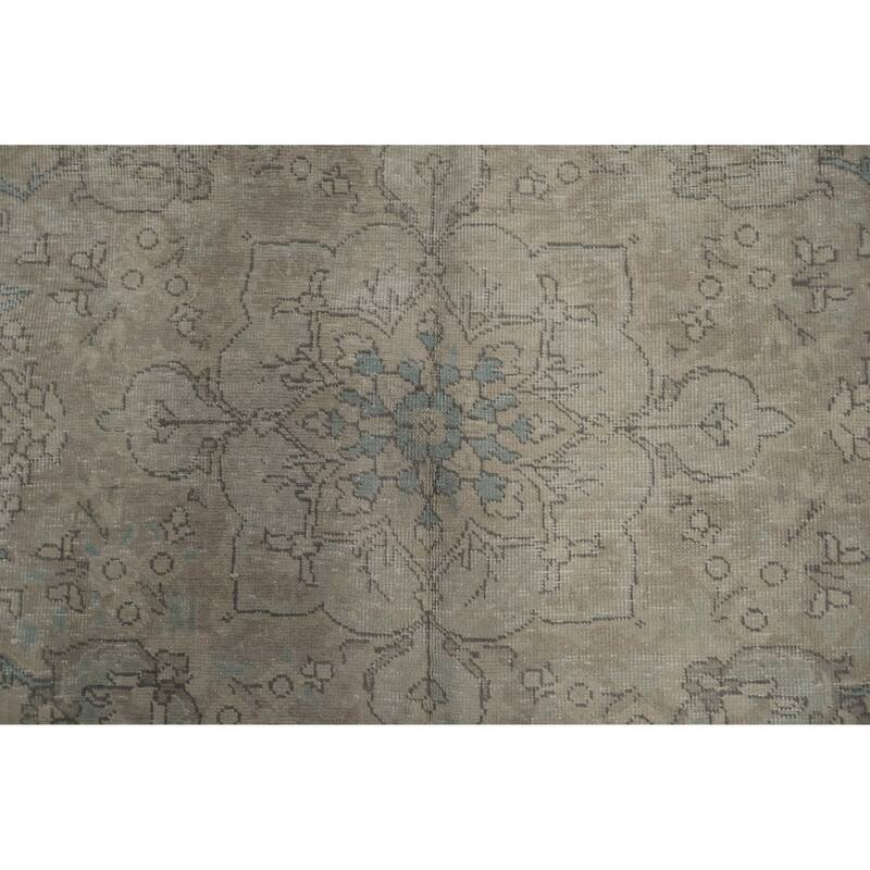Hand Knotted Oriental 100% Wool Carpet Traditional Medallion Beige & Ivories Tabriz Area Rug - 12' 8'' X 9' 11''