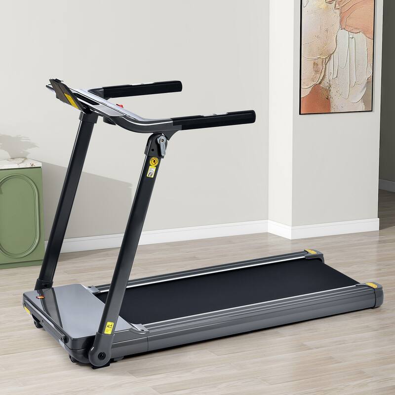 Foldable Treadmill, Compact Electric Space Saver Folding Treadmill, Running 0.8-14KM/h Speed 330LBS Weight Capacity - Grey
