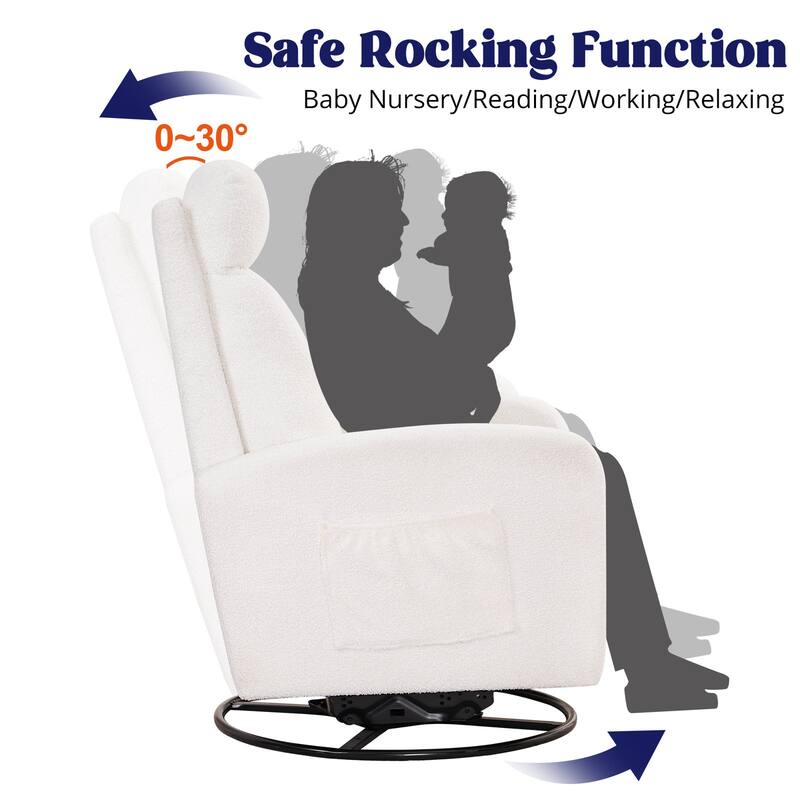 HOMYKA Swivel Glider Rocker Accent Chair for Nursery with Side Pocket Set of 2