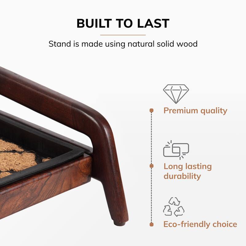Jani Single-Tier Brown Stand 2-Pair Rubber Boot Tray