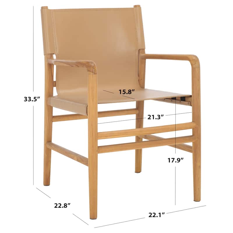 SAFAVIEH Couture Cassaphina Solid Wood Arm Chair, Fully Assembled - 22"W x 23"D x 34"H