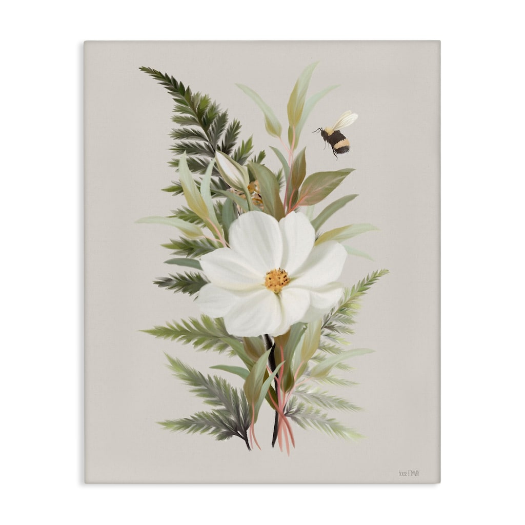 Stupell Bumble Bee & Flower Canvas Wall Art Design By House Fenway
