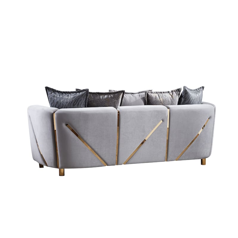 Chanelle Modern Style Upholstery Velvet Sofa Made with Wood & Gold Finish