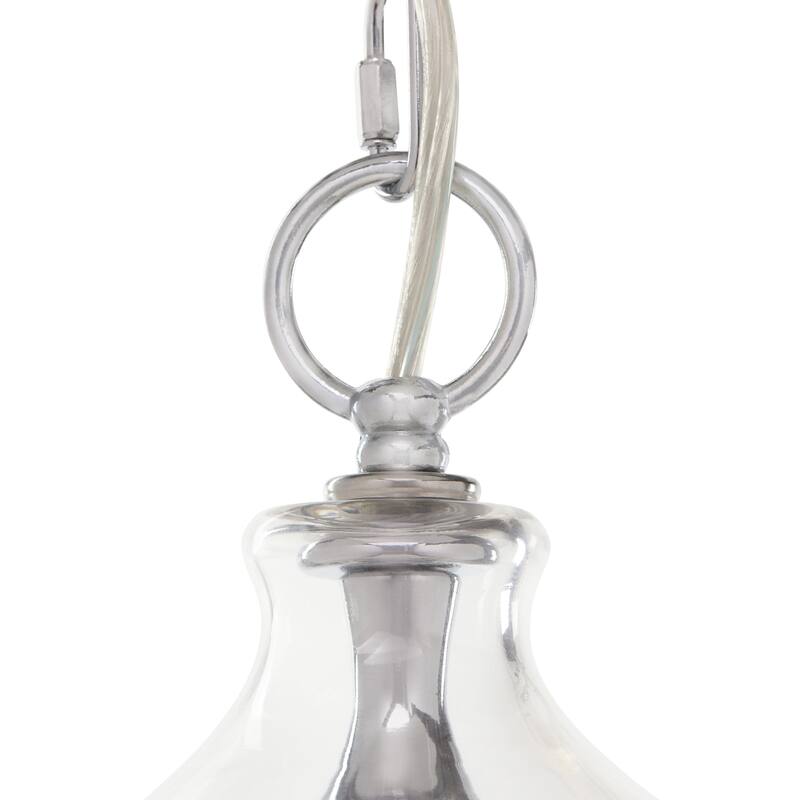 Silver Orchid Wallock Glass and Faceted Crystal Glass Jewels Plug-in and Hardwire Hanging Pendant