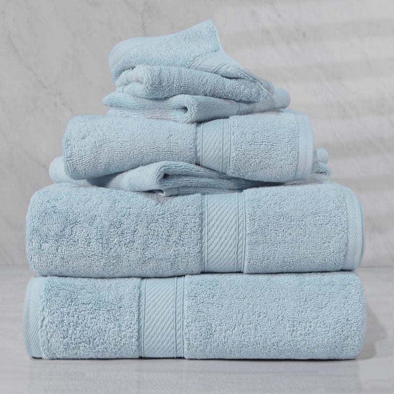 Superior Egyptian Cotton Pile Heavyweight 6-Piece Towel Set - 6-Piece Set - Light Blue