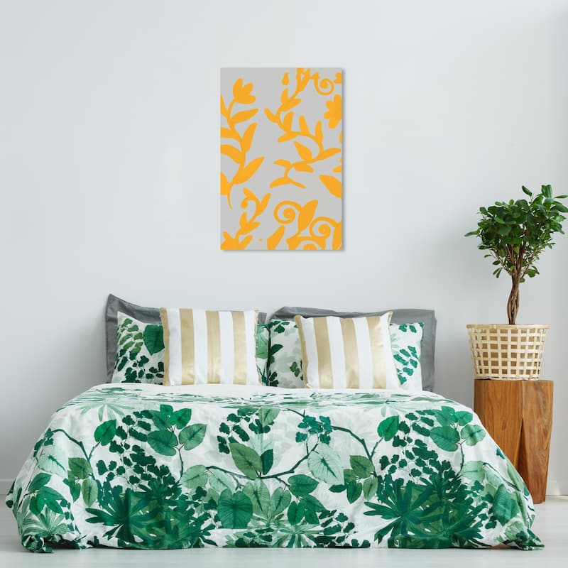 Wynwood Studio Canvas Abstract Plants Simple Pattern Yellow and Dark Yellow Modern & Contemporary Wall Art Canvas Print - 36 x 24