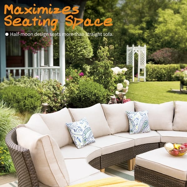 Cushions Half Moon Outdoor Couch 11-Piece Outdoor Wicker Half