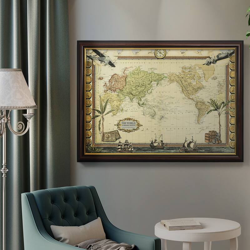 Adventure Map Premium Framed Canvas- Ready to Hang