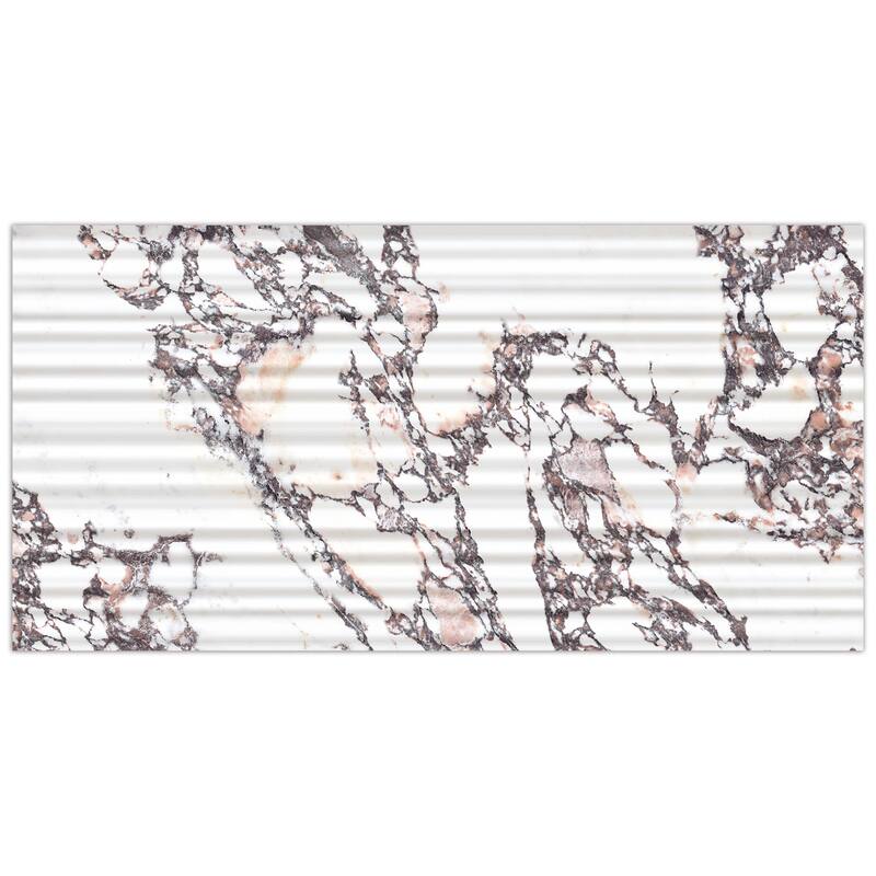 Merola Tile Touche Pleated Deco Rubis 11-3/4" x 23-1/2" Porcelain Floor and Wall Tile