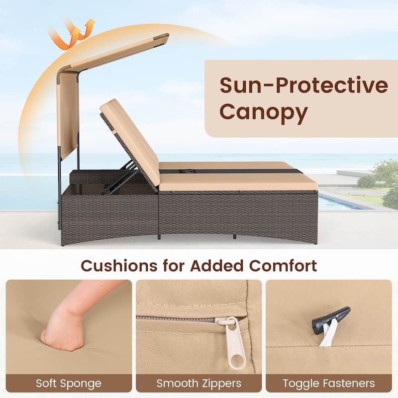 Costway Outdoor Daybed with Adjustable Backrests 2-Person PE Rattan - See Details