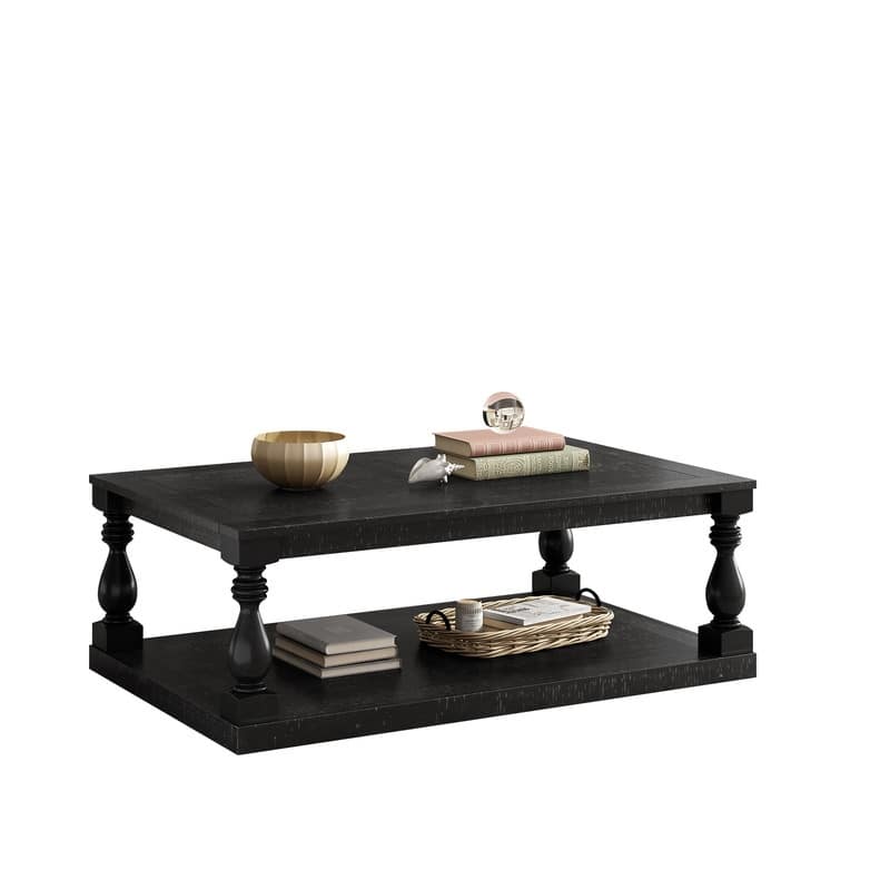 Vintage 45.2" Solid Wood Coffee Table with Open Shelf