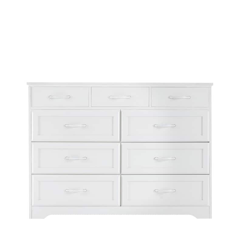 9 Drawer Long Dresser With Antique Handles
