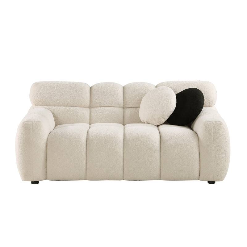 Two Sizes Of Teddy Velvet Upholstered Sofa